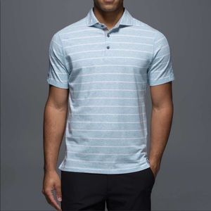 Lululemon Cayman Stripe Heathered Blue Rival Polo